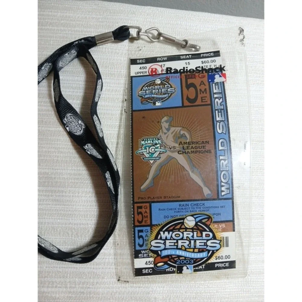 World Series Game 5 Ticket Stub Yankees/Marlins Josh Beckett MVP W/ Holder 2003